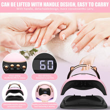 Carica l'immagine nel visualizzatore di Gallery, Frasheng 180W Lampada UV LED Unghie,Nuovo Design Della Maniglia Dell'orecchio Di Gatto,Professionale Fornetto Unghie Semipermanente per Manicure,con 4 Modalità Timer,con Mini Lampada UV per Unghie
