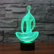 Carica l'immagine nel visualizzatore di Gallery, Creativo 3D Yoga Meditazione Luce Notturna 16 Colori Mutevoli Telecomando USB Potere Toccare Cambiare Lampada Arredament