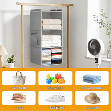 Carica l'immagine nel visualizzatore di Gallery, Cozary Organizer da Appendere con 3 Scomparti, con 2 Ganci Robusti, Appendi Borse da Armadio, Organizer Armadio da Appendere, Pieghevole e Salvaspazio, per Camera da Letto, Grigio