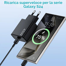 Carica l'immagine nel visualizzatore di Gallery, Caricatore rapido USB C da 45 W con cavo di tipo C da 2 m per Samsung Galaxy S25, S24+, S24 Ultra, S23+, S23 Ultra, S22,