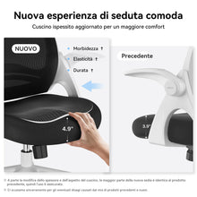 Carica l&#39;immagine nel visualizzatore di Gallery, Hbada J1 Sedia da ufficio ergonomica, poltrona da ufficio con bracciolo pieghevole, seduta in tela, girevole a 360°, Bianco