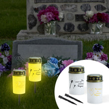 Carica l'immagine nel visualizzatore di Gallery, Yuragim 2 candele a LED a energia solare, per cimitero, impermeabile, con picchetto per esterni, decorazione funeraria, 