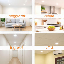 Carica l'immagine nel visualizzatore di Gallery, JANDEI – Confezione da 5 faretti LED da incasso rotondi, 18W, 1500 lumen, extrapiatti 13 mm, foro di montaggio Ø200-205 