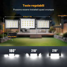 Carica l'immagine nel visualizzatore di Gallery, Faro LED da 150 W, 15.000 lm, proiettore per esterni con 3 teste regolabili, 6500 K, impermeabile IP66, per patio, veran
