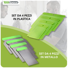 Carica l'immagine nel visualizzatore di Gallery, ToolSpace Set Spatole Giapponesi 4 Pezzi Acciaio Inossidabile Inox 50 80 100 120 mm Stucco Finitura Pareti Carrozzeria B