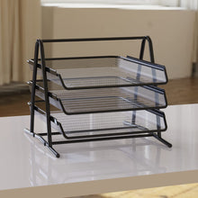 Carica l'immagine nel visualizzatore di Gallery, Detectalia Vassoio Organizzatore per Scrivania e Documenti 3 Livelli Nero. DIN A4, Piedistallo per Scrivania, Armadietti per File, Organizzatore per Cassetti, Materiale Metallico