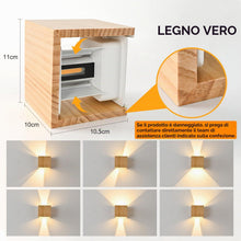 Carica l'immagine nel visualizzatore di Gallery, Applique da Parete Interno LED 6W Legno, Lampada da Parete Moderno, Applique da Muro Bianco Caldo 3000K Luce Up Down Vin