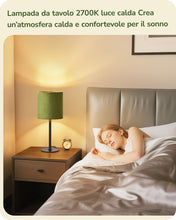 Carica l'immagine nel visualizzatore di Gallery, EDISHINE Lampada da Comodino, Paralume in Velluto, Base Metallo, Verde