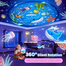 Carica l'immagine nel visualizzatore di Gallery, One Fire Proiettore Stelle Soffitto Bambini, 15 Films Luce Notturna Bambini, Bluetooth Musica 360° Lampada Proiettore Bambini, USB Ricaricabile Proiettore Soffitto Regalo Bambini Decorazioni Camera