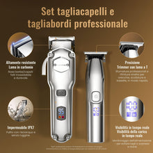 Carica l'immagine nel visualizzatore di Gallery, Tagliacapelli uomo professionale &amp; T-blade, Macchinetta per capelli, Regolabarba, Tagliacapelli elettrico, set da toelettatura IPX7 impermeabile ricaricabile per uomo