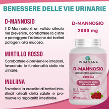 Carica l'immagine nel visualizzatore di Gallery, D-Mannosio Puro 2200 mg con Mirtillo Rosso – 180 Capsule | Integratore Donna e uomo per Vie Urinarie e Cistite | Support