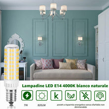Carica l'immagine nel visualizzatore di Gallery, Lampadine LED E14 7W Equivalenti a 60W, Lampadina LED E14, 820LM, Bianco Neutro 4000K, Nessun Sfarfallio, Non Dimmerabil