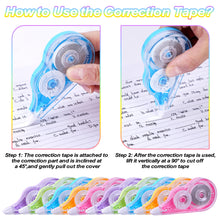 Carica l&#39;immagine nel visualizzatore di Gallery, Jewan Bianchetto a Nastro,10 Pezzi Correttore a Nastro,12m x 5 mm Cancellina Nastro,Correction Tape con Cappuccio Protettivo per Bambini Studenti Ufficio Scuola Casa