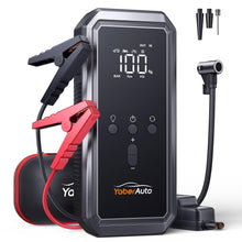 Carica l&#39;immagine nel visualizzatore di Gallery, YaberAuto Avviatore Emergenza per Auto, 21800mAh Booster Avviamento Auto/Moto,12V Starter Batteria Auto (Fino a 9L Benzina e 8L Diesel) con Compressore 150PSI,Display,Torcia,160W DC e 2 Porte USB