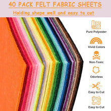 Carica l'immagine nel visualizzatore di Gallery, Menmamenma Feltro in Fogli, 40 Colori Feltro 20 * 30 cm Colorato Pannolenci Feltro DIY Tessuto Poliestere Cuciture per Cucire Mestieri Stoffa di Cucito Bricolage Patchwork Creativi Fai-da-Te