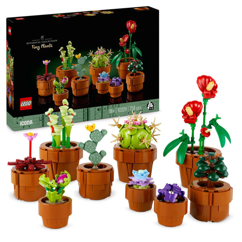 LEGO Icons Piantine, Set Collezione Botanica con Fiori Artificiali in Vaso Color Terracotta da Costruire, Accessorio Decorazione per Casa, Idea Regalo di Compleanno per Lei, Lui, Donna o Uomo 10329