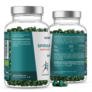 Spirulina Biologica | 500 Compresse Bio da 500 mg Pure Senza Eccipienti | 15 a 19% di Ficocianina | Polvere Essiccata e Compressa a Freddo | Analizzata e Confezionata in Francia da Nutri&Co