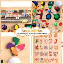 Carica l'immagine nel visualizzatore di Gallery, Nauotk Busy Board in Legno, Giochi Montessori per Bambini 2 Anno, Lavagna attività con 19 LED, Giochi Educativi Sensoriale del Bambino, Lavagna attività Portatile Regalo Bimbo 2 3 4 Anni