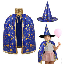 Carica l'immagine nel visualizzatore di Gallery, Mantello da Strega con Cappello, Mantello da Strega di Halloween con Cappello Mago, Strega Mantelli per Bambini Costume 