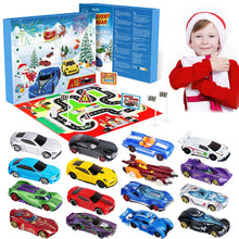 Carica l'immagine nel visualizzatore di Gallery, Calendario Avvento 2024, Calendario dell'Avvento per Bambini 3-12 Anni, Calendario per il Conto alla Rovescia di 24 Giorni Natale Regalo con 16 Macchinine, Mappa e 6 Personaggi dei Cartoni Animati