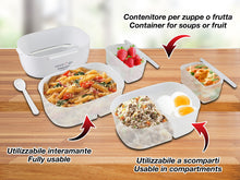 Carica l&#39;immagine nel visualizzatore di Gallery, BEPER 90.920G Lunch &amp; Go Scaldavivande Elettrico Portatile con 2 Contenitori Removibili e Posate Incluse, 220V, Giallo