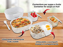 Carica l'immagine nel visualizzatore di Gallery, BEPER 90.920G Lunch &amp; Go Scaldavivande Elettrico Portatile con 2 Contenitori Removibili e Posate Incluse, 220V, Giallo