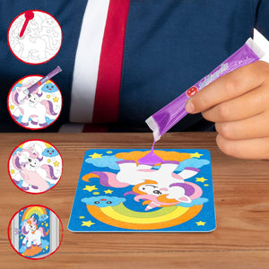 Sabbiarelli Sand-it For Fun - Bag Unicorns - Set Lavoretti Creativi: Colora con la Sabbia gli unicorni, 12 colori, Regalino di Compleanno Bambini Anni 5+
