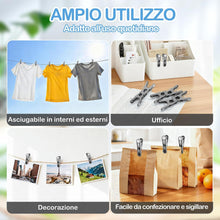 Carica l'immagine nel visualizzatore di Gallery, Set Mollette Bucato con Cestino Porta Mollette – 50 Pezzi per Lavanderia e Alimenti da Cucina con Barrette e Filo per Stendere il Bucato da Esterno, Cesta Bucato Portatile per Interni ed Esterni