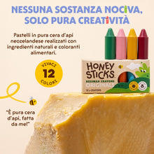 Carica l'immagine nel visualizzatore di Gallery, Honeysticks Pastelli 100% Pura Cera d'Api (Confezione da 12 Pezzi)