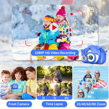 Carica l'immagine nel visualizzatore di Gallery, Hangrui Macchina Fotografica Bambini, Fotocamera Bambino con Giochi, 20MP 1080P Selfie Videocamera con 32G, Fotocamere Digitali Regalo Natale &amp;Compleanno da 3 a 12 Anni -Blu