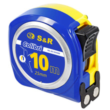 Carica l'immagine nel visualizzatore di Gallery, S&amp;R Metro a Nastro 10M x 25mm. Flessometro Professionale, Compatto e Resistente.