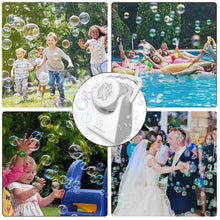 Carica l'immagine nel visualizzatore di Gallery, Macchina per Bolle per Bambini Soffiatore di Bolle Automatico per i più Piccoli Ricaricabile a Batteria Portatile Bolla Maker Ragazzini Ragazze Bolla Giocattolo Elettrico Ruotato di 90°/360° (Bianco)