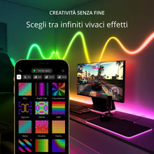 Carica l'immagine nel visualizzatore di Gallery, Twinkly Line Starter Kit 1.5m, Striscia LED Multicolore Magnetica e Adesiva, Kit con Controller Intelligente, Compatibil