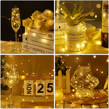Carica l'immagine nel visualizzatore di Gallery, Luci LED a Batteria, 20 Pezzi Luci Stringa 1M Filo di Rame con 10 LEDs Catena Luminosa Natale per Esterni e Interni, Cas