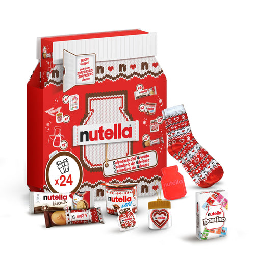Nutella - Calendario Avvento 2025, 24 Deliziose Sorprese Nutella con Snack e Gadget, Idea Regalo Natale, Confezione da 528 Grammi