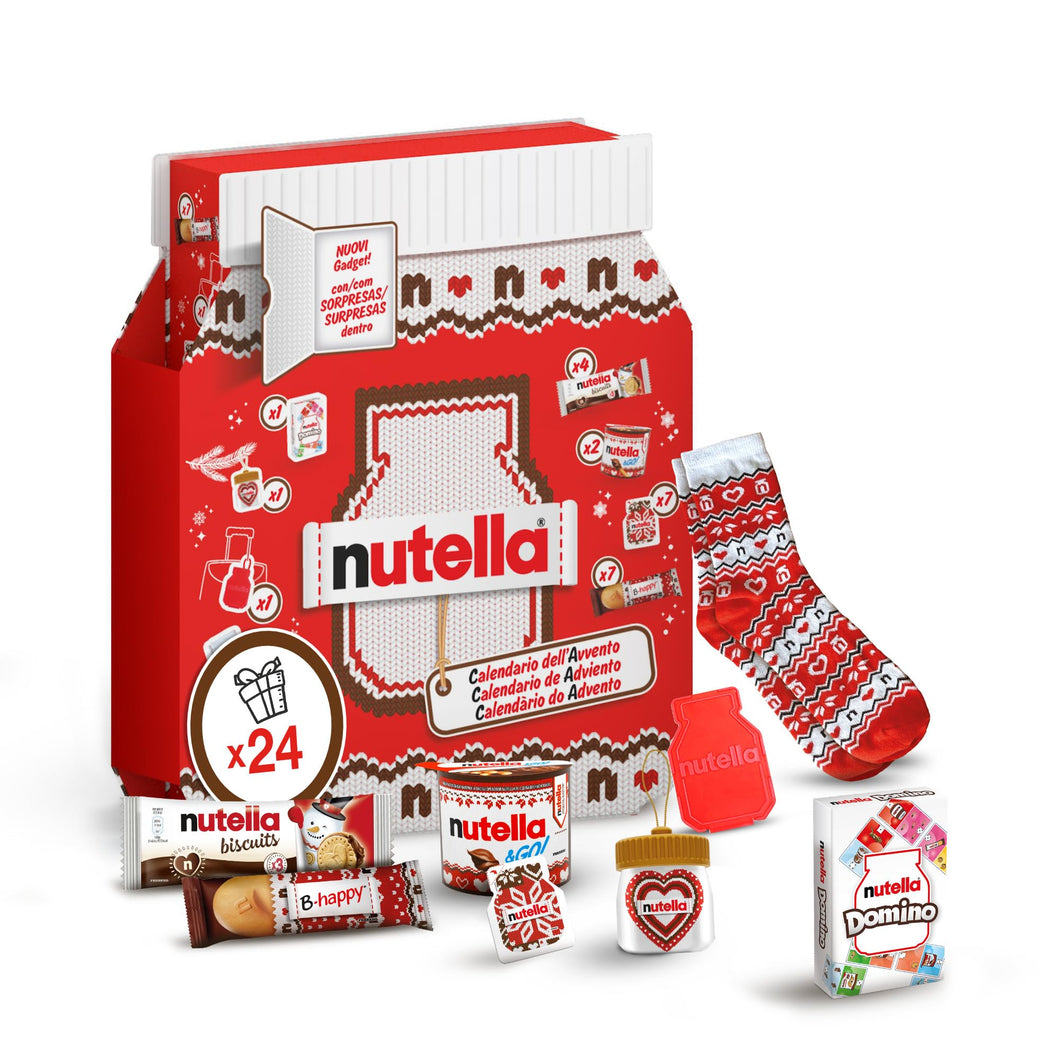Nutella - Calendario Avvento 2025, 24 Deliziose Sorprese Nutella con Snack e Gadget, Idea Regalo Natale, Confezione da 528 Grammi