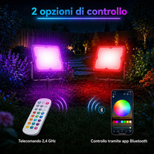 Carica l'immagine nel visualizzatore di Gallery, 2 Pezzi 24V Faretto LED da Esterno RGB con Picchetto, 30W, IP66