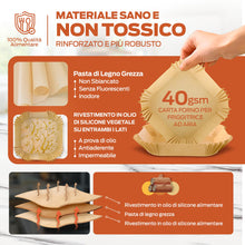 Carica l'immagine nel visualizzatore di Gallery, PORTENTUM Carta forno per friggitrice ad aria, 100 unità quadrate 20–24 cm, adatte a modelli 5–8 L