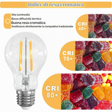 Carica l'immagine nel visualizzatore di Gallery, Lampadine Filamento LED E27 6W = 60W 690LM Bianca Calda 2700K 6 Pezzi