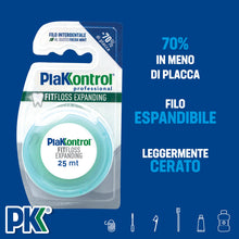 Carica l'immagine nel visualizzatore di Gallery, Plakkontrol® Fit Floss Expanding, filo interdentale espandibile, leggermente cerato, gusto fresh mint, 1 pz, 30 g, peso 