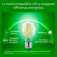 Carica l'immagine nel visualizzatore di Gallery, PHILIPS Ultra Efficient - Ultra energy saving lights, E27 LED light source, 60W, A60, warm white, pack of 1, clear