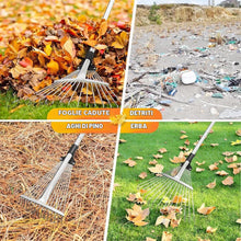 Carica l'immagine nel visualizzatore di Gallery, Rastrello Foglie con Manico,215,Rastrello Foglie acciaio,Scopa da Giardino per Foglie Rastrello con Manico,Rastrello per