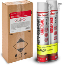 Carica l'immagine nel visualizzatore di Gallery, Fischer Bi-Pack Schiuma Poliuretanica Universale Espansa PU 1K in Imballo Protettivo con Erogatore, 2x 750 ml
