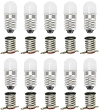 Carica l'immagine nel visualizzatore di Gallery, AC/DC E10 Lampadine, 10 Set 24 Volt Bianco Freddo Lampadine di Ricambio Miniatura Vite LED Lampade Luce 0.5W 60LM, Compr