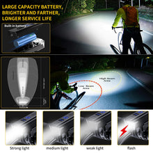 Carica l'immagine nel visualizzatore di Gallery, Chasinglee Luci Bici Ricaricabili USB,Luci Bicicletta LED Potenti Super Luminoso 2000 Lumens Luce Bici Anteriore e Posteriore ，Impermeabile IPX5 Set di luci per Bicicletta per Strada e Montagna