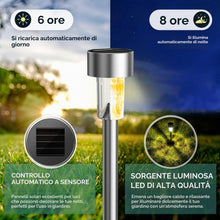 Carica l'immagine nel visualizzatore di Gallery, GIGALUMI - Luci solari per esterni, confezione da 12, in acciaio inox, impermeabili, LED, per giardino, cortile, prato, 