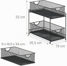 Carica l'immagine nel visualizzatore di Gallery, Relaxdays Organizer per Armadietti Cucina, Organizzatore Estraibile in Metallo, 2 Cestelli, 32 x 19 x 35,5 cm, Nero