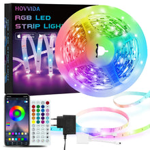 Carica l&#39;immagine nel visualizzatore di Gallery, HOVVIDA Striscia LED 5M, 30 LED/Metro, APP e Telecomando, 150 LED, 24V RGB LED, Modalità Musica, Modalità Temporizzazione, LED per Camera, Soggiorno, Cucina, Camera da Letto, Bar, Festa