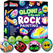 Carica l'immagine nel visualizzatore di Gallery, JOYIN 10 pezzi Kit Pittura di pietra per bambini con 18 colori (colle glitter e metallizzato e colori standard) Materiali artistici per bambini Attività da famiglia Regalo di compleanno