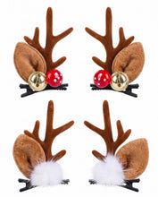 Carica l'immagine nel visualizzatore di Gallery, Set di 4 accessori per capelli natalizi, fermagli a forma di corna di renna, accessori alla moda e sicuri per bambini e 